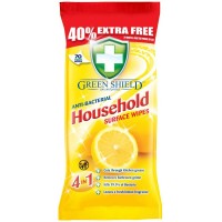 GREEN SHIELD ANTI-BACTERIAL HOUSEHOLD WIPES antibakterinės buitinių paviršių servetėlės 70 vnt