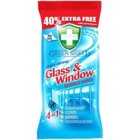 GREEN SHIELD GLASS & WINDOW WIPES langų ir stiklų valymo servetėlės 70 vnt