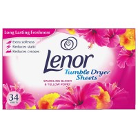 LENOR DRYER SHEETS SPARKLING BLOOM džiovyklės servetėlės 34 vnt