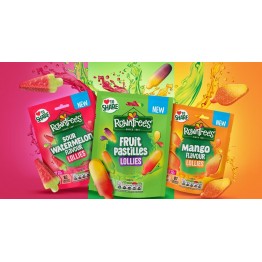 ROWNTREE SOUR WATERMELON LOLLIES rūgštūs arbūziniai guminukai 130 g