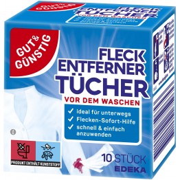 G&G FLECK ENTFERNER TUCHER drėgnos dėmių valymo servetėlės 10 vnt