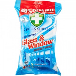 GREEN SHIELD langų ir stiklų valymo servetėlės, 70vnt