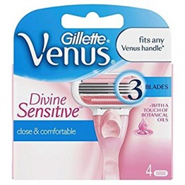 GILLETTE VENUS Divine Sensitive skutimosi peiliukai moterims, jautriai odai, 4 vnt