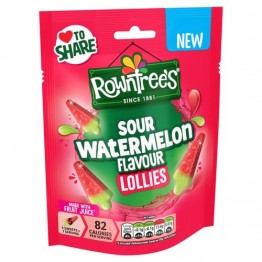 ROWNTREE SOUR WATERMELON LOLLIES rūgštūs arbūziniai guminukai 130 g