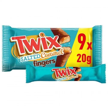 TWIX FINGER SALTED CARAMEL sūdytos karamelės batonėliai 180 g 