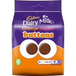 CADBURY BUTTONS GIANTS ORANGE apelsinų skonio pieniško šokolado gabaliukai 85 g