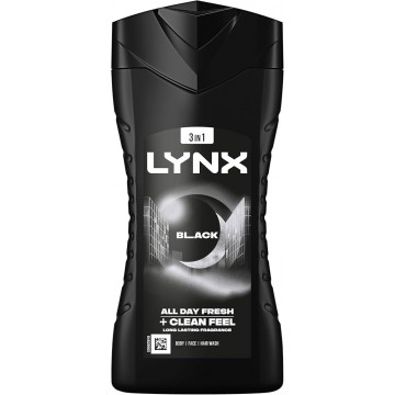 LYNX BLACK vyriškas dušo gelis-šampūnas 225 ml LYNX BLACK vyriškas dušo gelis-šampūnas 225 ml