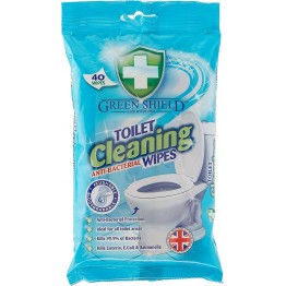 GREEN SHIELD TOILET CLEANING WIPES tualeto valymo antibakterinės servetėlės 40 vnt