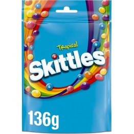 SKITTLES TROPICAL BAG žirniukai tropinių vaisių skonio 136 g