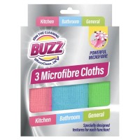 BUZZ MICROFIBRE CLOTHS 3PK COLOUR BOX universalios šluostės 3 vnt