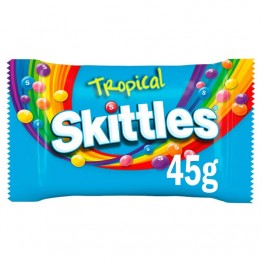 SKITTLES TROPICAL BAG žirniukai tropinių vaisių skonio 45 g