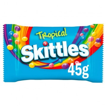 SKITTLES TROPICAL BAG žirniukai tropinių vaisių skonio 45 g