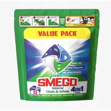 SMEGO CAPS 4IN1 CLEANS & SOFTENS universalios skalbimo kapsulės 32 vnt