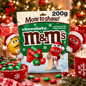 M&M'S PEANUT CHRISTMAS MIXED šventiniai šokoladiniai žirniukai 200 g