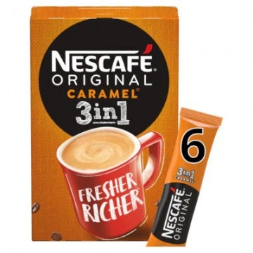 NESCAFE ORIGINAL CARAMEL 3 IN 1 karamelinis tirpios kavos gėrimas 6 vnt
