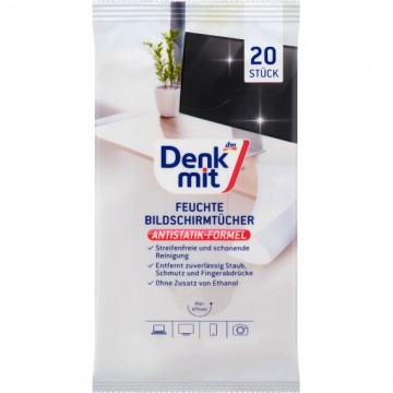 DENKMIT GLASTUCHER drėgnos servetėlės stikliniams paviršiams ir ekranams 20 vnt