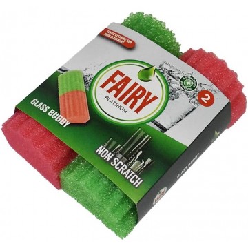 FAIRY PLATINUM GLASSWARE stiklinių indų plovimo kempinės 2 vnt