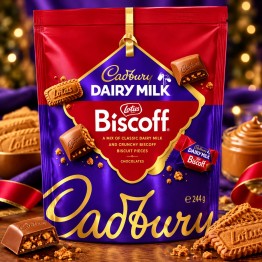 CADBURY BISCOFF šokoladiniai saldainiai su sausainių gabalėliais 244 g