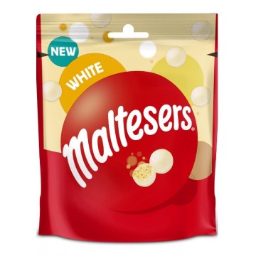 MALTESERS WHITE POUCH baltojo šokolado žirniukai 74 g