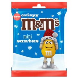 M&M'S CRISPY SANTA MINI šventinių šokoladinių saldainių maišelis 59 g
