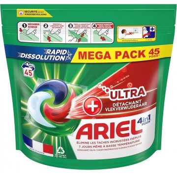 ARIEL ULTRA STAIN REMOVER universalios skalbimo kapsulės 45 vnt