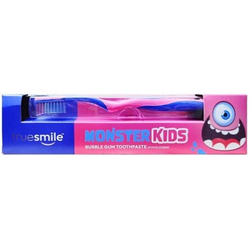 TRUESMILE MONSTER KIDS BUBBLE GUM dantų pastą + dantų šepetėlis 75 ml