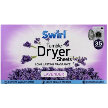 SWIRL LAVENDER džiovyklės servetėlės levandų kvapo 35 vnt SWIRL LAVENDER džiovyklės servetėlės levandų kvapo 35 vnt