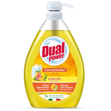 DUAL POWER AGRUMI indų ploviklis su citrusų aromatu 1 l DUAL POWER AGRUMI indų ploviklis su citrusų aromatu 1 l