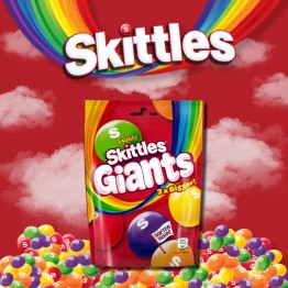 SKITTLES POUCH MED - GIANTS FRUIT vaisių skonio kramtomi saldainiai 132 g