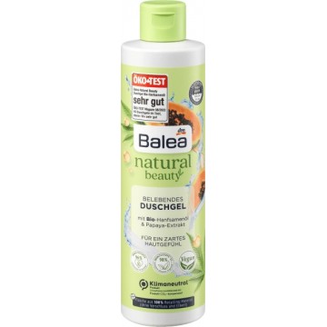 BALEA NATURAL BEAUTY dušo želė su kanapių sėklomis ir papaja 250 ml
