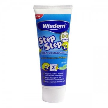 WISDOM KIDS STEP BY STEP 0-3 YEARS vaikiška dantų pasta 75 ml