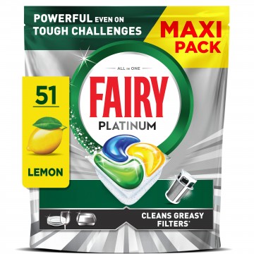 FAIRY PLATINUM LEMON indaplovės tabletės 51 vnt