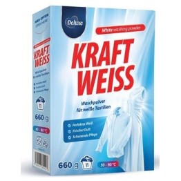 DELUXE KRAFT WEISS skalbimo milteliai baltiems audiniams 660 g